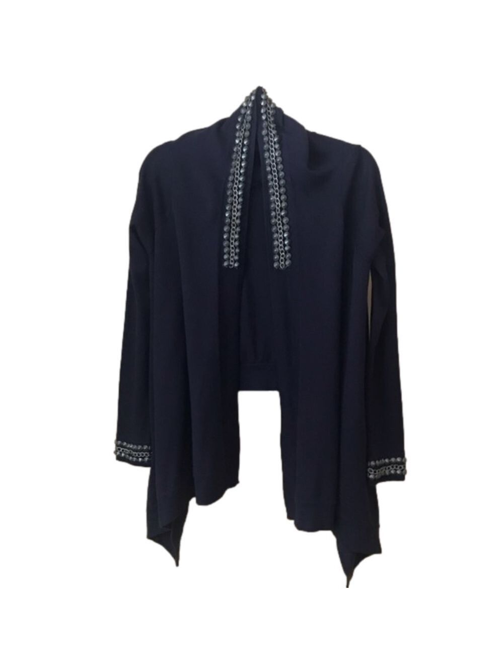 Tracy M. embellished waterfall open cascade front cardigan size small